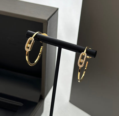 [⭐Seralia]CREOLES MOVE UNO PM DIAMOND EARRINGS