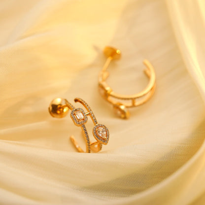 [⭐Seralia]CREOLES MY TWIN 2 RANGS SILVER DIAMOND EARRINGS