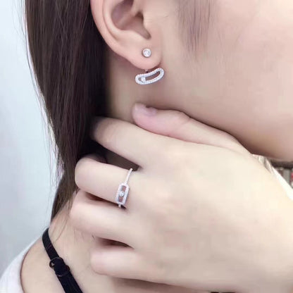 [⭐Seralia]MOVE UNO SILVER DIAMOND EARRINGS