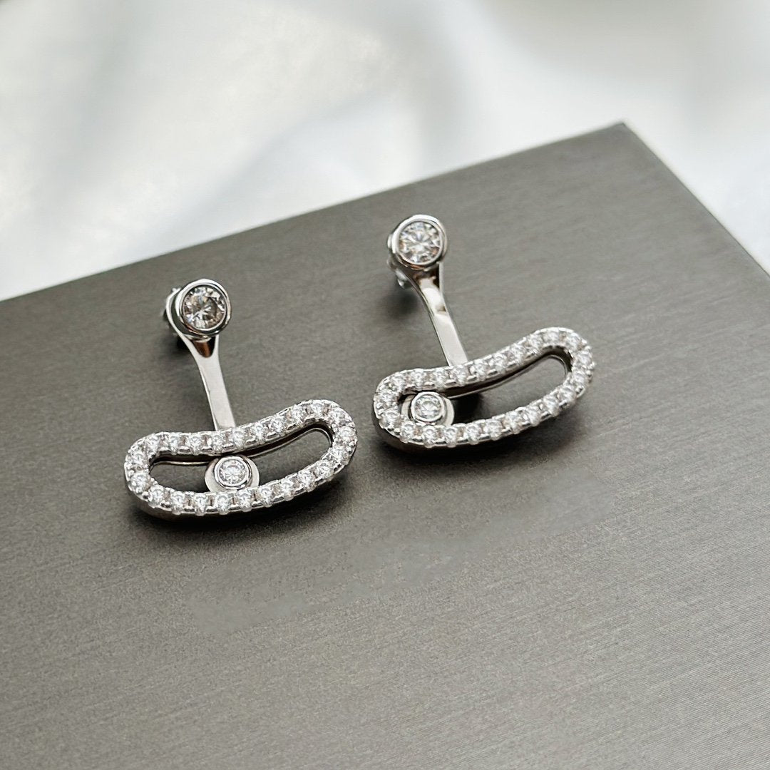 [⭐Seralia]MOVE UNO SILVER DIAMOND EARRINGS