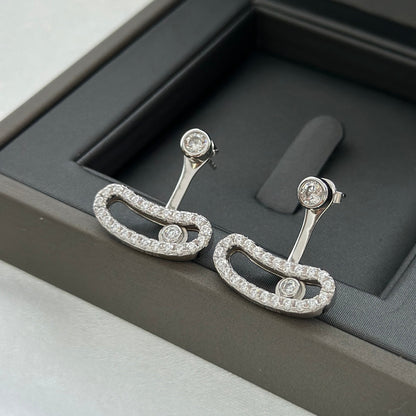 [⭐Seralia]MOVE UNO SILVER DIAMOND EARRINGS