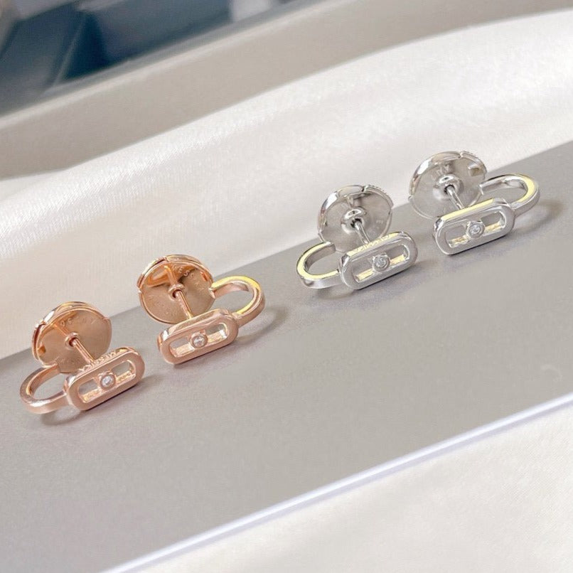[⭐Seralia]CREOLES MOVE UNO MINI 1 DIAMOND EARRINGS