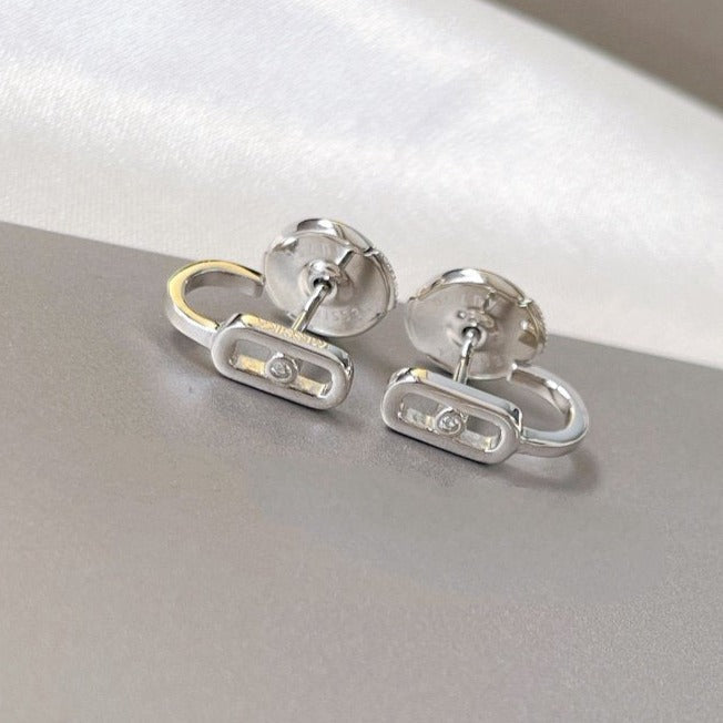 [⭐Seralia]CREOLES MOVE UNO MINI 1 DIAMOND EARRINGS