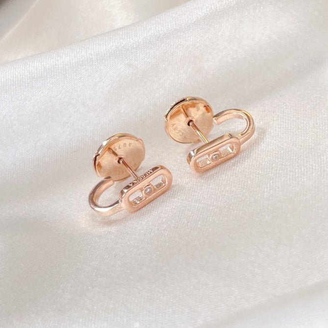 [⭐Seralia]CREOLES MOVE UNO MINI 1 DIAMOND EARRINGS