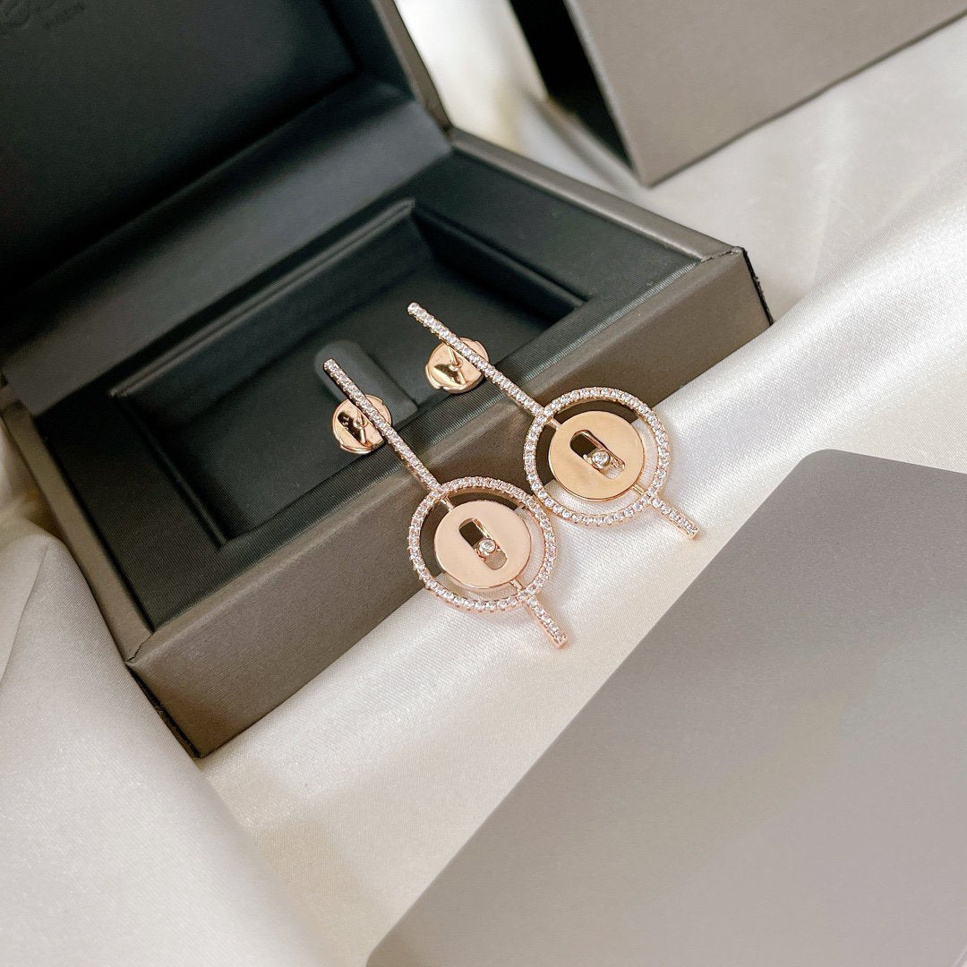 [⭐Seralia]Demo MOVE ARROW PINK GOLD DIAMOND EARRINGS
