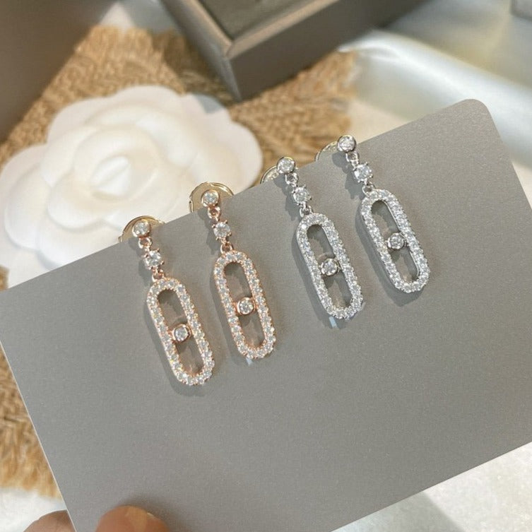 [⭐Seralia]DORMEUSES MOVE UNO DIAMOND EARRINGS