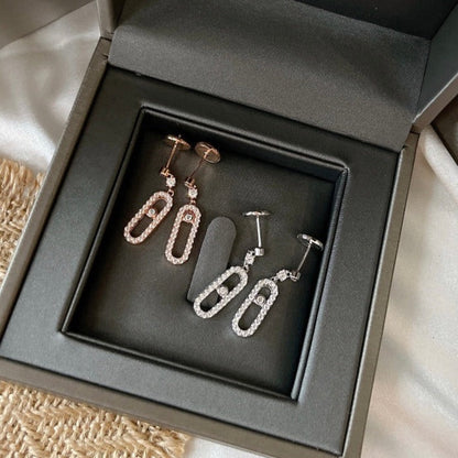 [⭐Seralia]DORMEUSES MOVE UNO DIAMOND EARRINGS