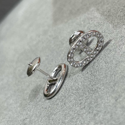 [⭐Seralia]HM FULL DIAMOND PIG NOSE STUD EARRINGS