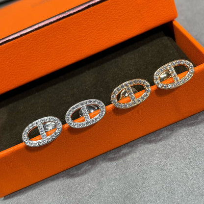 [⭐Seralia]HM FULL DIAMOND PIG NOSE STUD EARRINGS