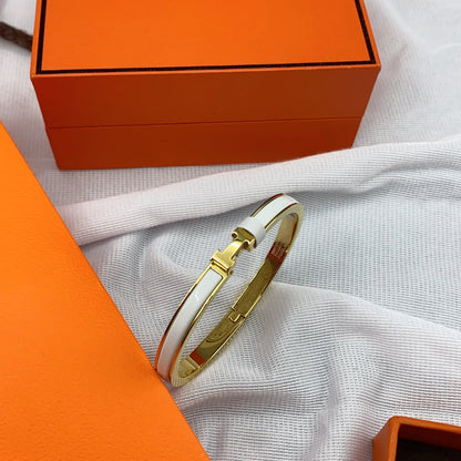 [⭐Seralia]CLASSIC HM CLIC WHITE 8MM ENAMEL BRACELET