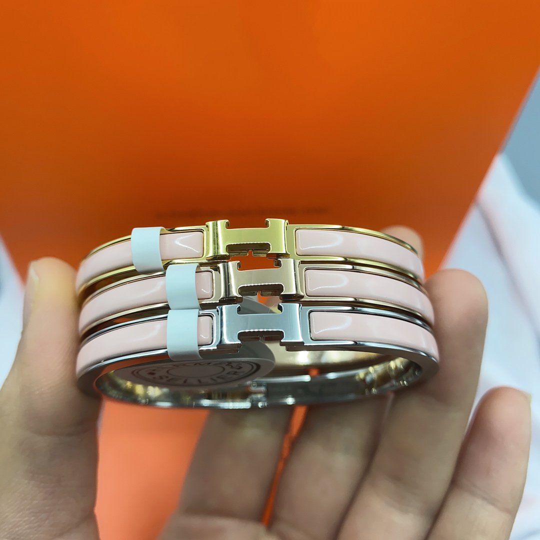 [⭐Seralia]CLASSIC HM CLIC  PINK 8MM ENAMEL BRACELET