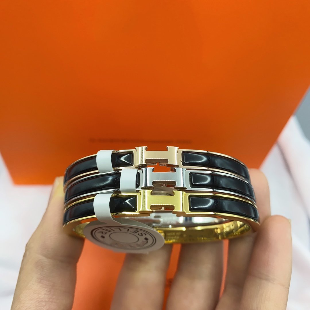 [⭐Seralia]CLASSIC HM CLIC BLACK 8MM ENAMEL BRACELET