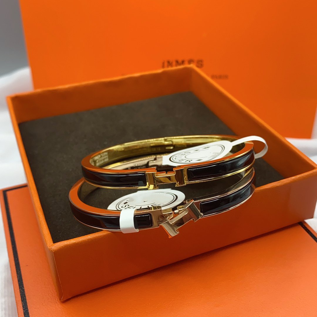 [⭐Seralia]CLASSIC HM CLIC BLACK 8MM ENAMEL BRACELET