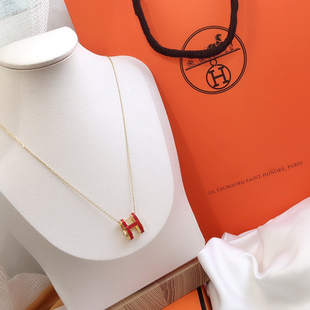 [⭐Seralia]HM CLIC RED ENAMEL GOLD NECKLACE