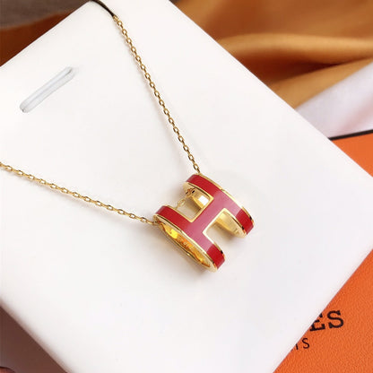[⭐Seralia]HM CLIC RED ENAMEL GOLD NECKLACE
