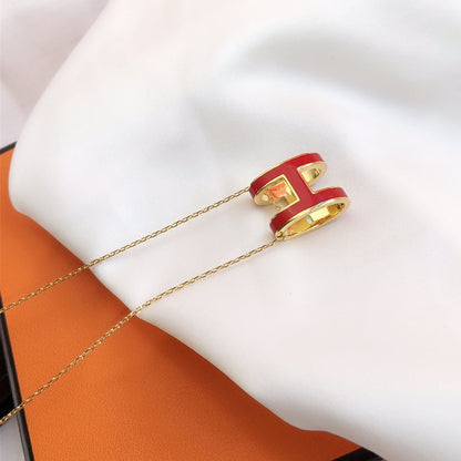 [⭐Seralia]HM CLIC RED ENAMEL GOLD NECKLACE