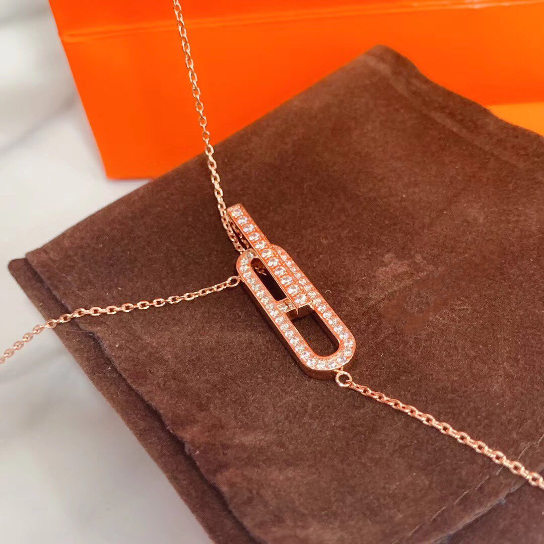 [⭐Seralia]HM NECKLACE PLATINUM ROSE GOLD DIAMOND