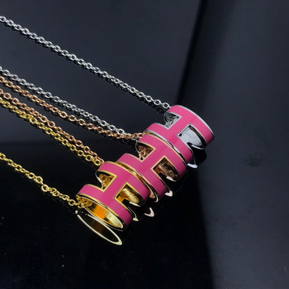 [⭐Seralia]H NECKLACE PINK