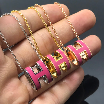 [⭐Seralia]H NECKLACE PINK