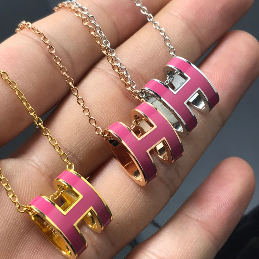 [⭐Seralia]H NECKLACE PINK