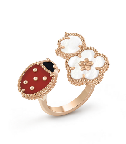[⭐Seralia]LUCKY 3 MOTIF ROSE GOLD RING
