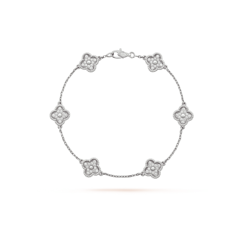 [⭐Seralia]CLOVER 6 MOTIF SILVER DIAMOND BRACELET