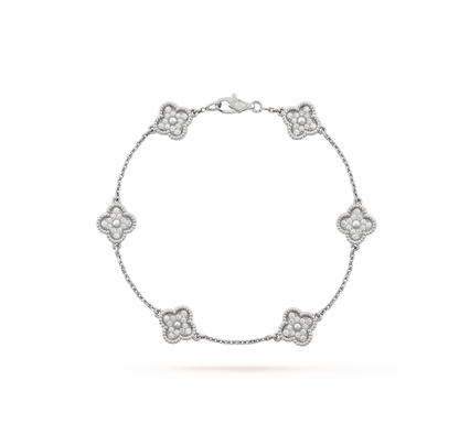 [⭐Seralia]CLOVER 6 MOTIF SILVER DIAMOND BRACELET