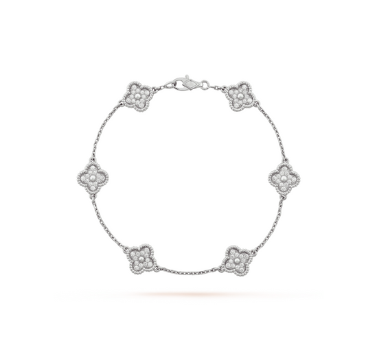 [⭐Seralia]CLOVER 6 MOTIF SILVER DIAMOND BRACELET