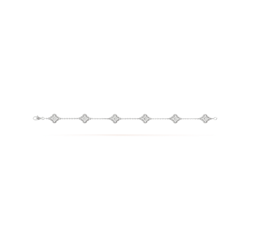 [⭐Seralia]CLOVER 6 MOTIF SILVER DIAMOND BRACELET