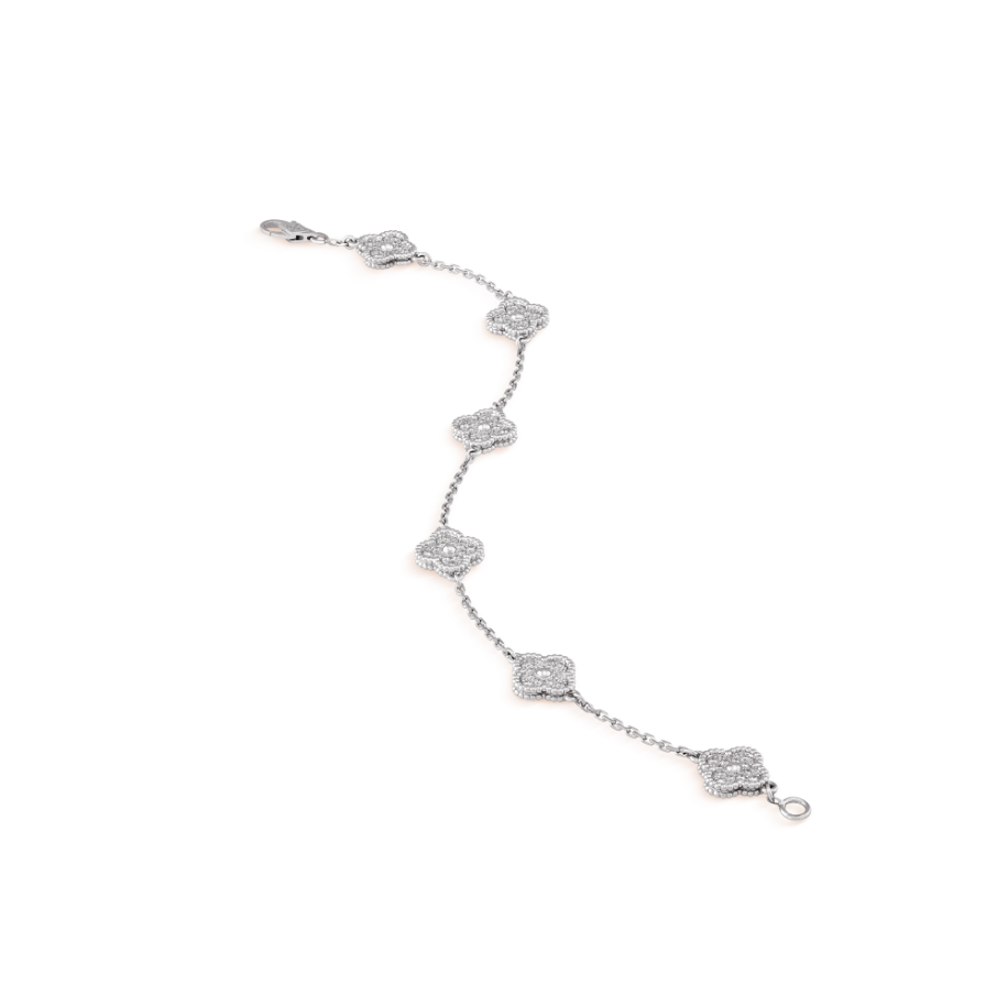 [⭐Seralia]CLOVER 6 MOTIF SILVER DIAMOND BRACELET