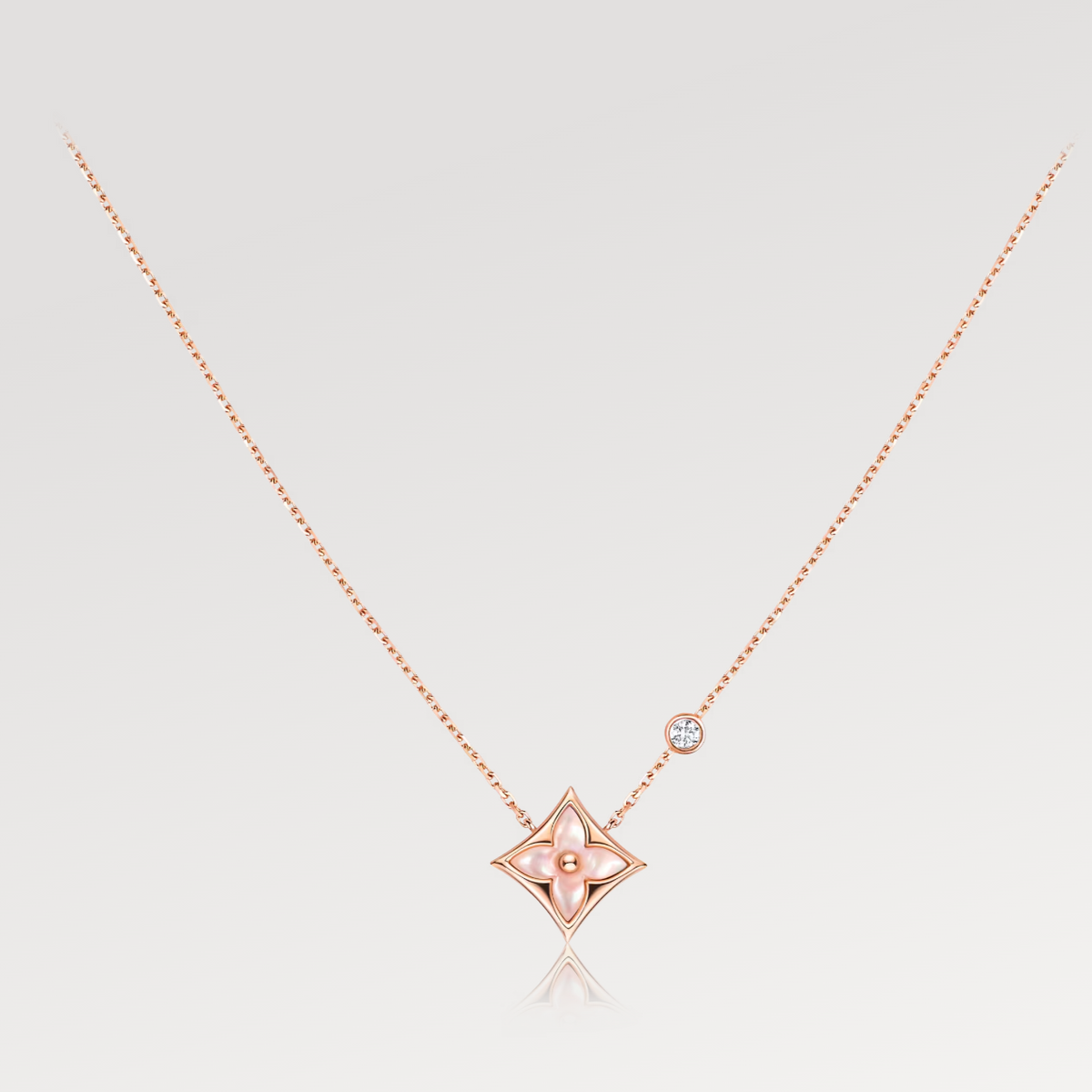 [⭐Seralia]STAR PINK MOP 1 DIAMOND PINK GOLD NECKLACE