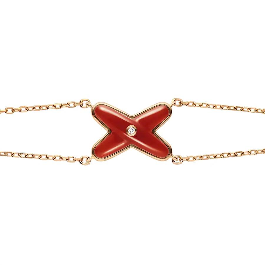 [⭐Seralia]JEUX BRACELET CARNELIAN PINK GOLD 1 DIAMOND