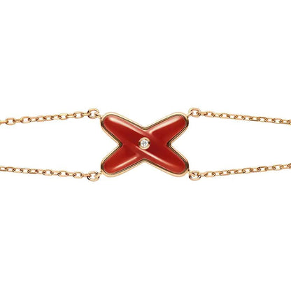 [⭐Seralia]JEUX BRACELET CARNELIAN PINK GOLD 1 DIAMOND