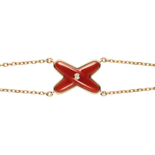 [⭐Seralia]JEUX BRACELET CARNELIAN PINK GOLD 1 DIAMOND