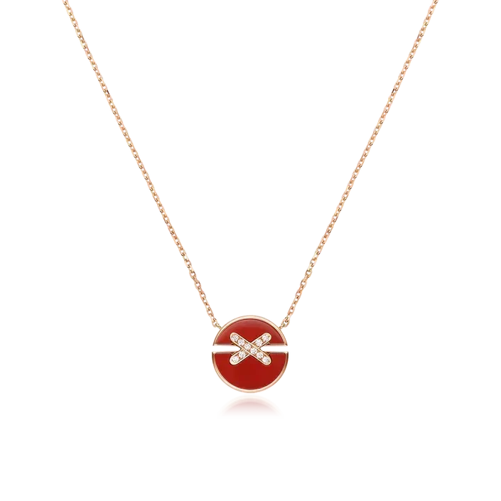 [⭐Seralia]JEUX DE ROSE GOLD DIAMOND NECKLACE