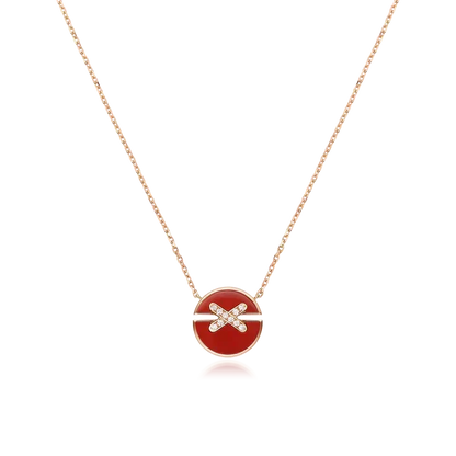 [⭐Seralia]JEUX DE ROSE GOLD DIAMOND NECKLACE
