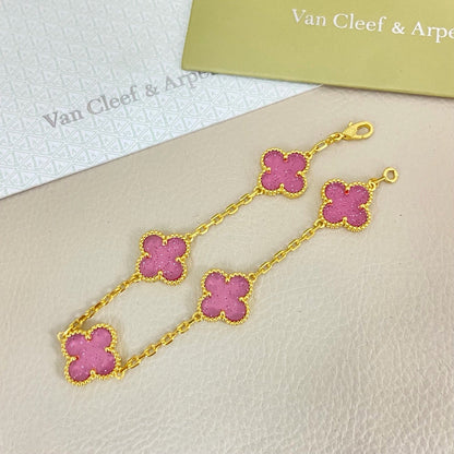 [⭐Seralia]NEW BUBBLE PINK ENAMEL 5-FLOWER BRACELET