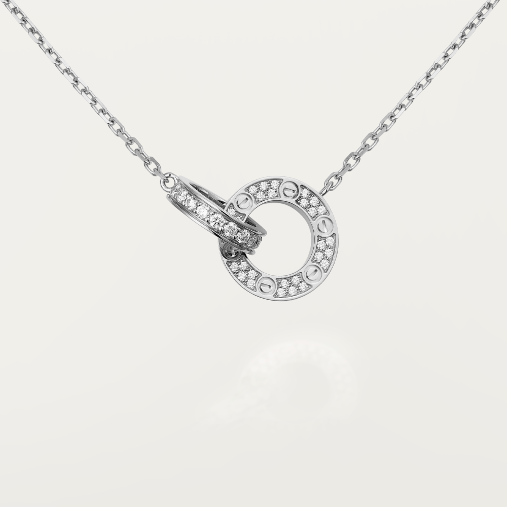 [⭐Seralia]LOVE 7.6MM NECKLACE ROSE GOLD AND SILVER  FULL DIAMOND