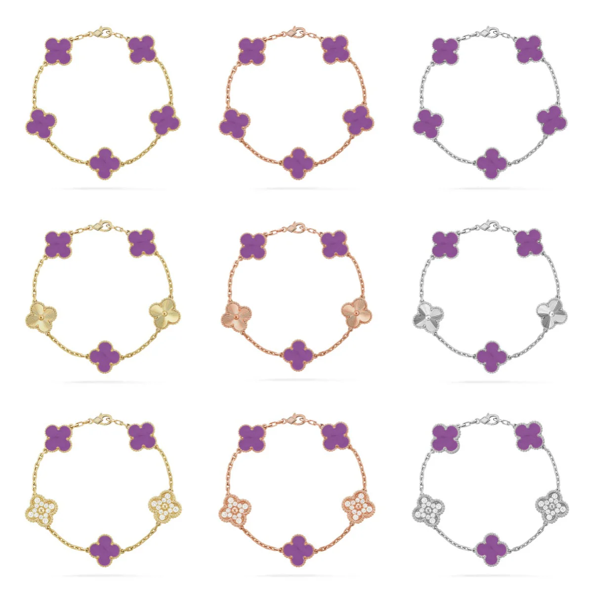 [⭐Seralia] CLOVER 5 MOTIF VIOLET BRACELET COLLECTION