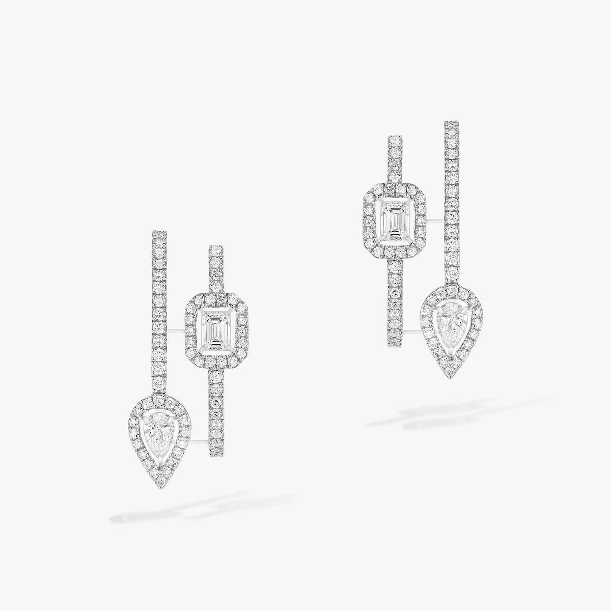 [⭐Seralia]CREOLES MY TWIN 2 RANGS SILVER DIAMOND EARRINGS