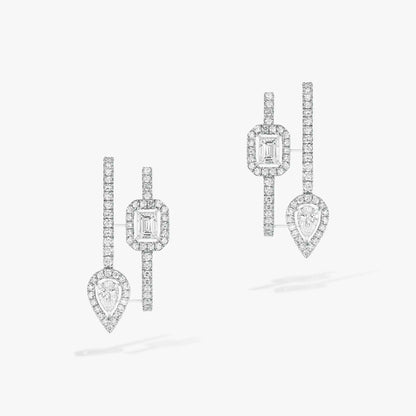 [⭐Seralia]CREOLES MY TWIN 2 RANGS SILVER DIAMOND EARRINGS