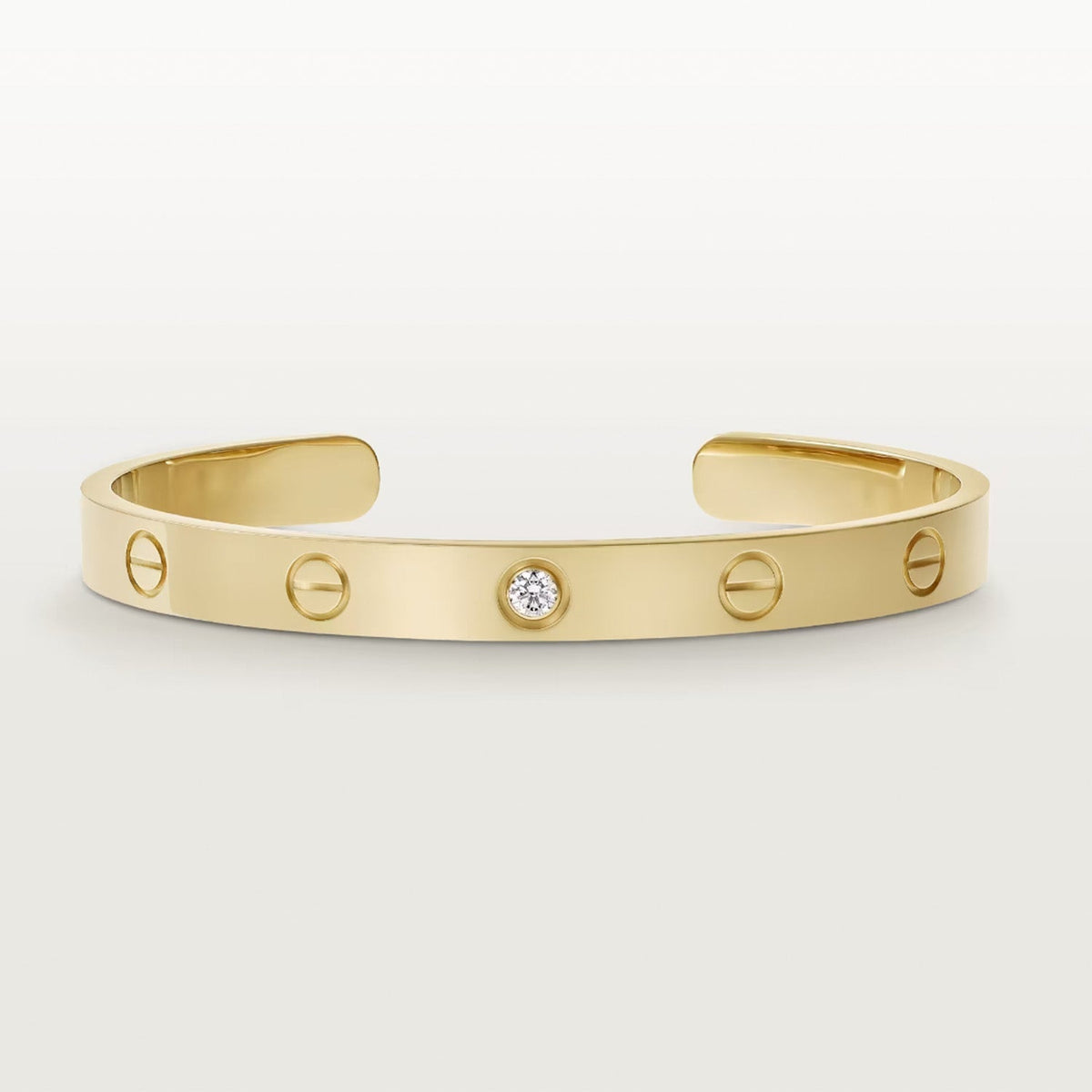 [⭐Seralia]LOVE BRACELET 6.1MM 1 DIAMOND OPEN CUFF