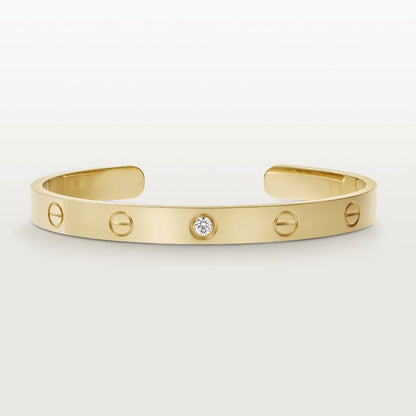 [⭐Seralia]LOVE BRACELET 6.1MM 1 DIAMOND OPEN CUFF