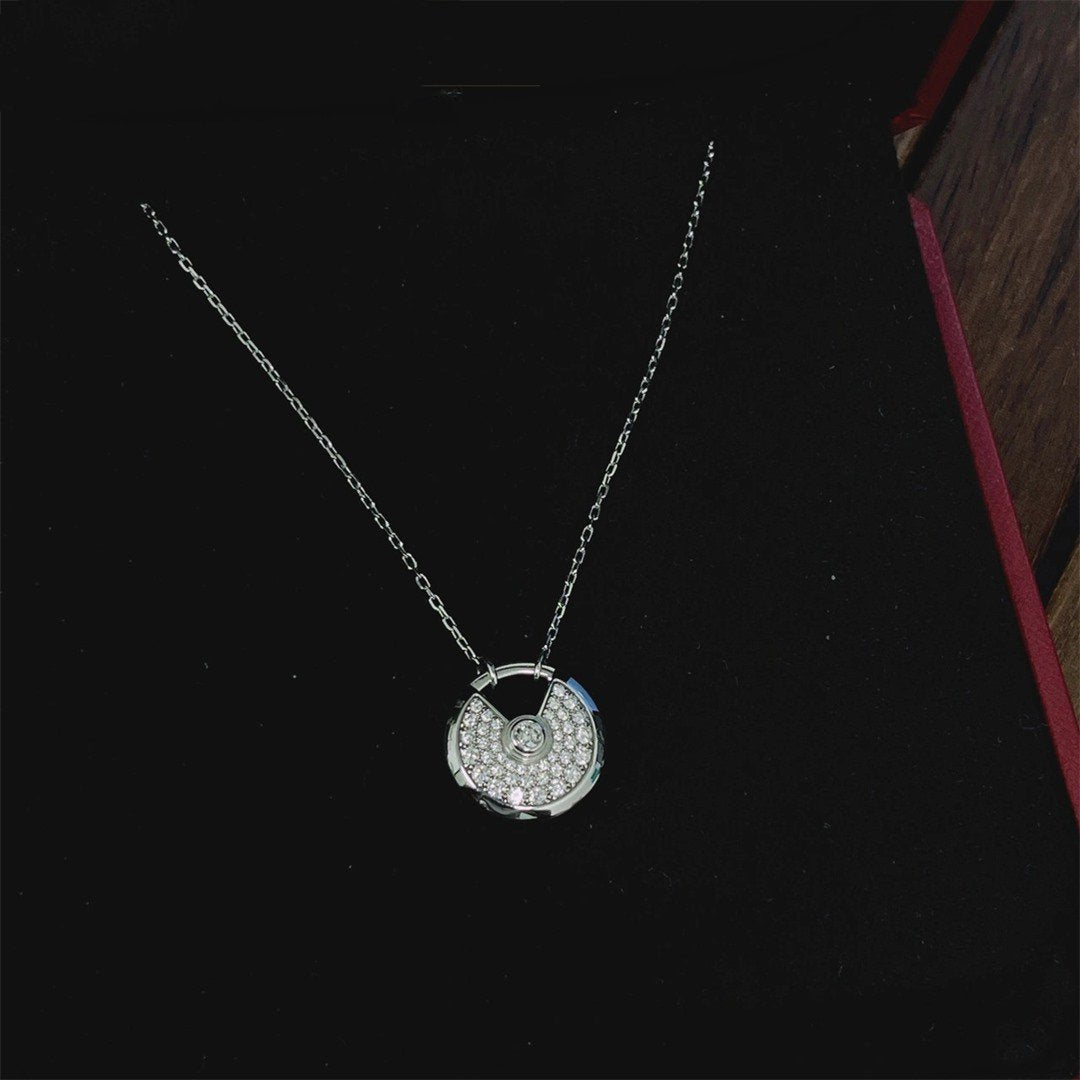 [⭐Seralia]AMULETTE SILVER FULL DIAMOND NECKLACE
