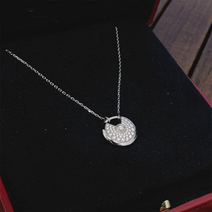 [⭐Seralia]AMULETTE SILVER FULL DIAMOND NECKLACE