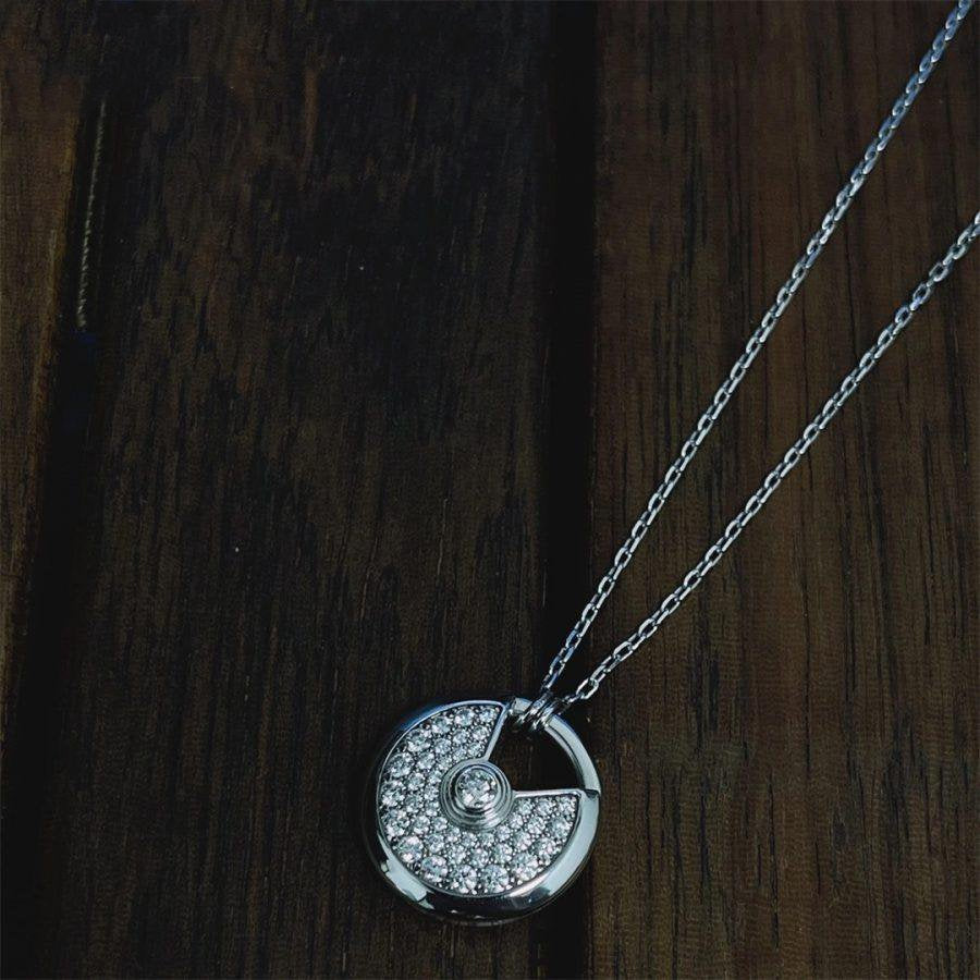 [⭐Seralia]AMULETTE SILVER FULL DIAMOND NECKLACE
