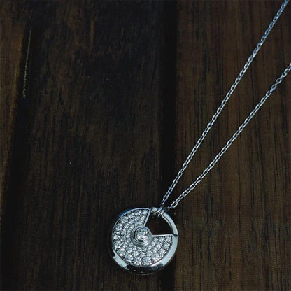 [⭐Seralia]AMULETTE SILVER FULL DIAMOND NECKLACE