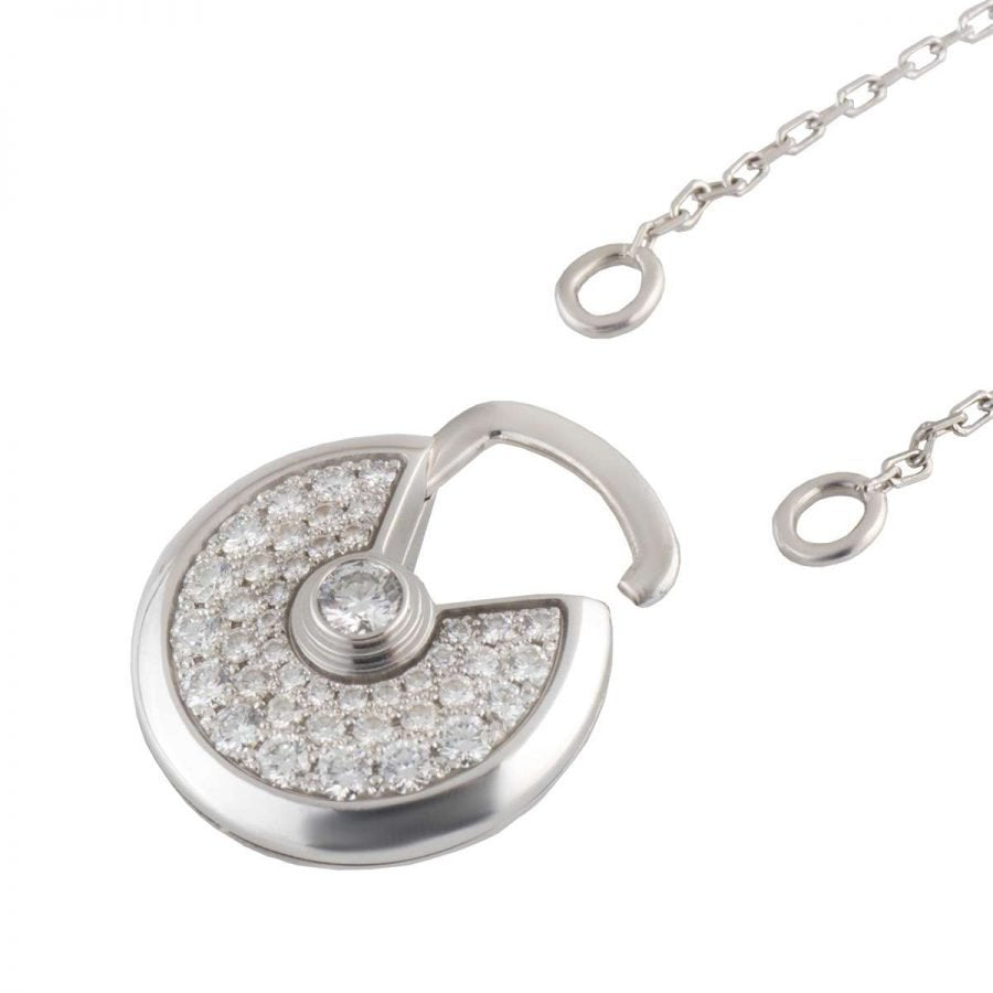 [⭐Seralia]AMULETTE SILVER FULL DIAMOND NECKLACE
