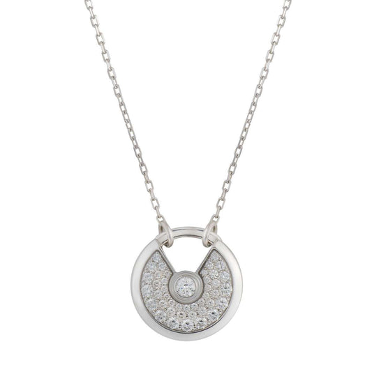 [⭐Seralia]AMULETTE SILVER FULL DIAMOND NECKLACE