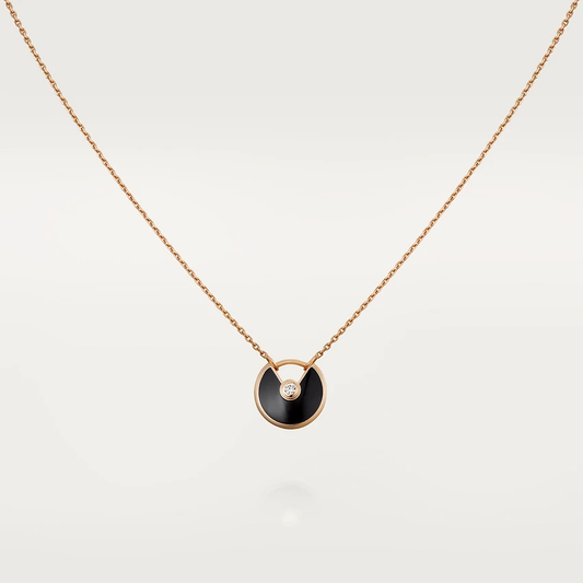 [⭐Seralia]AMULETTE ROSE GOLD ONYX NECKLACE